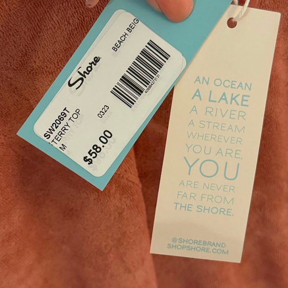 Shore Women's Terry Coral Beach Top Size MEDIUM NWT - Picture 5 of 6